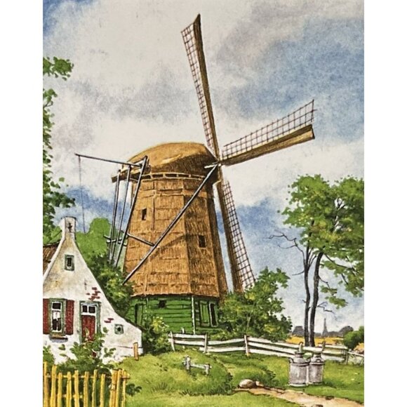 Royal Moss Holland Dutch Farm Scene Ceramic Tile Art 6" X 6" - Picture 4 of 5
